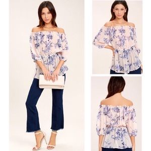 Sunny Honey Light Pink Floral Off The Shoulder Top